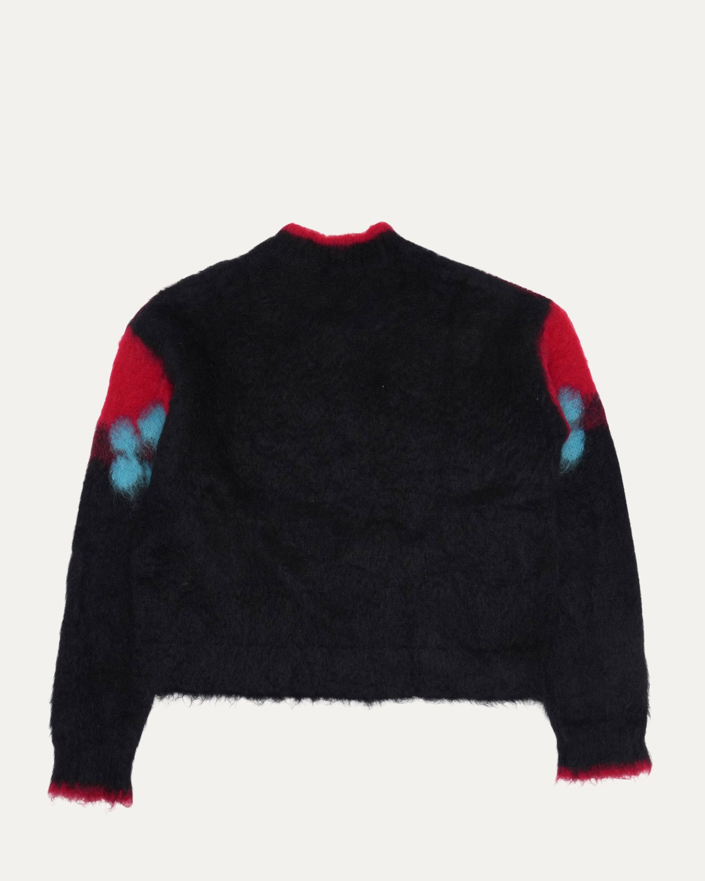 Floral Intarsia Knit Mohair Blend V-Neck Sweater