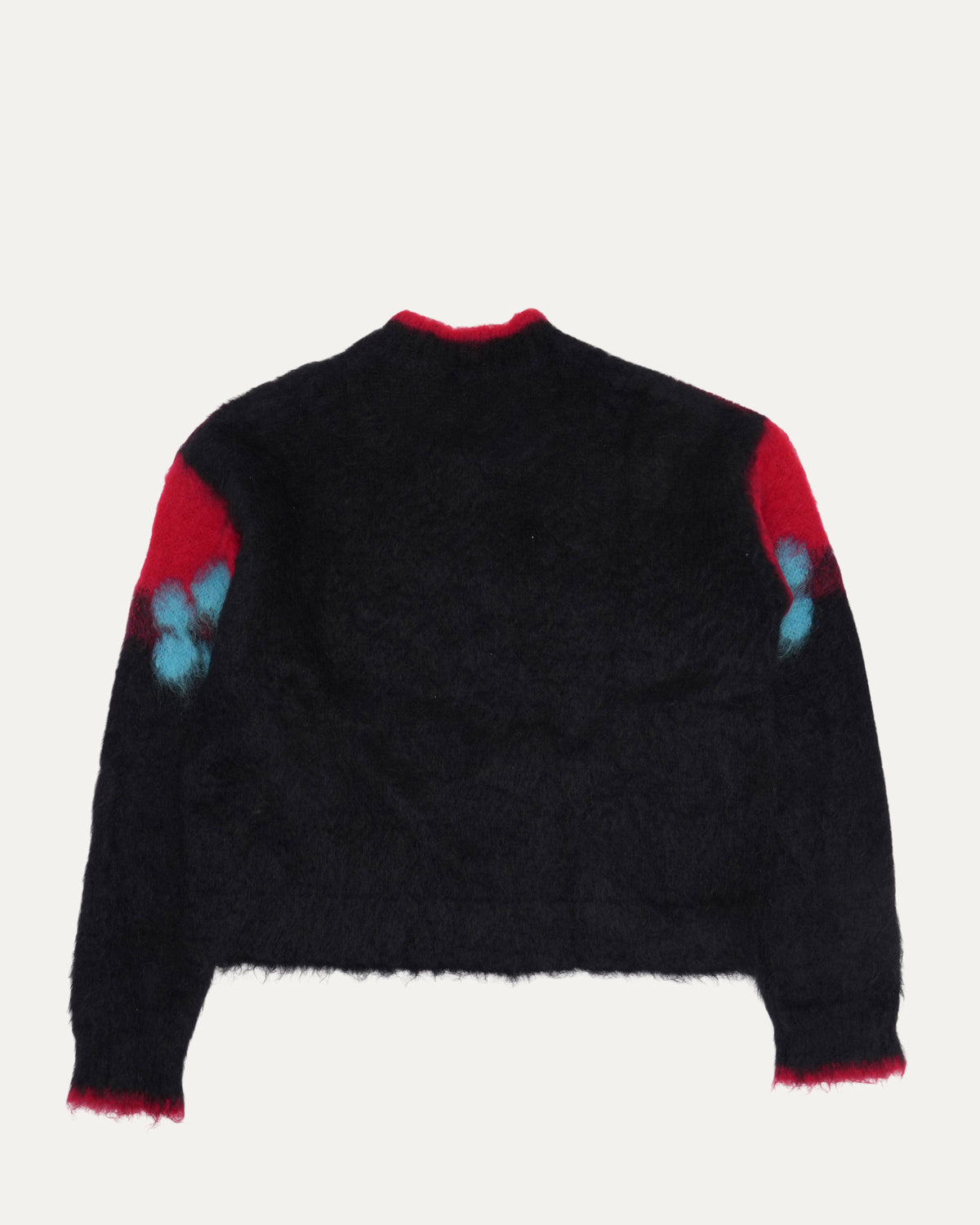 Floral Intarsia Knit Mohair Blend V-Neck Sweater