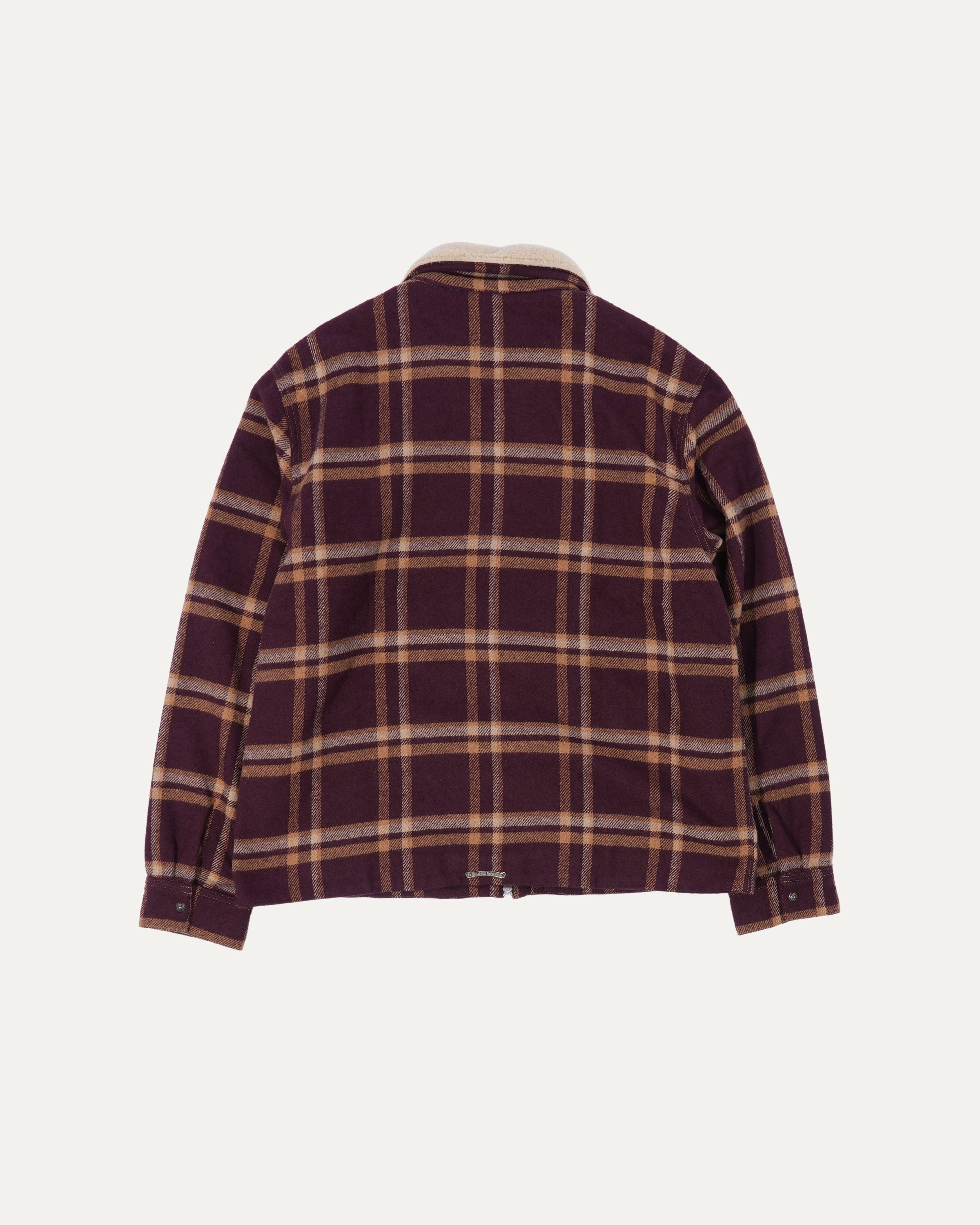 Flannel Shearling Collar Zip Up Jacket