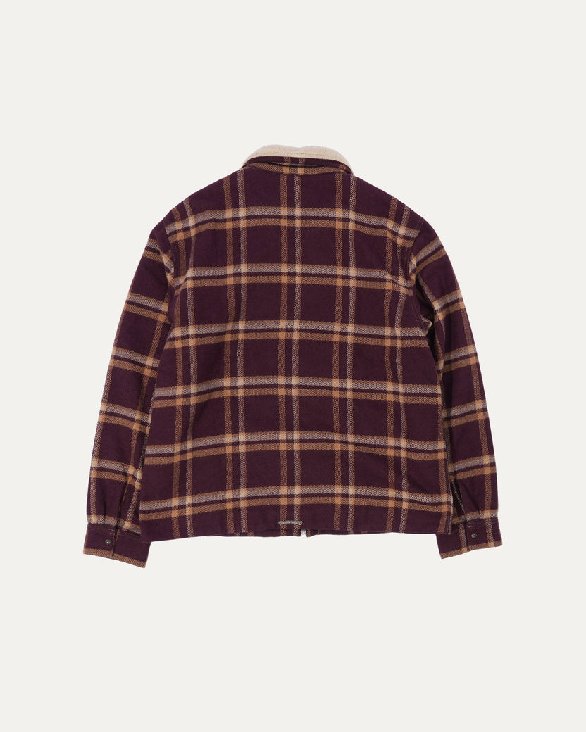 Flannel Shearling Collar Zip Up Jacket