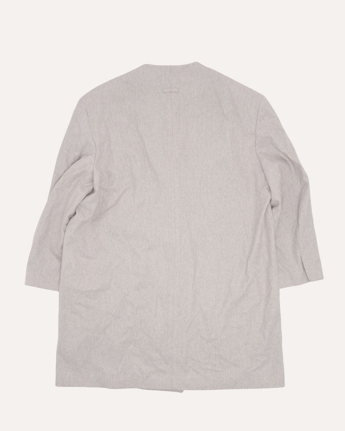 Lapelless Double Breasted Virgin Wool Coat