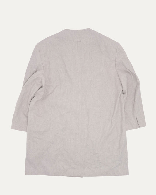 Lapelless Double Breasted Virgin Wool Coat