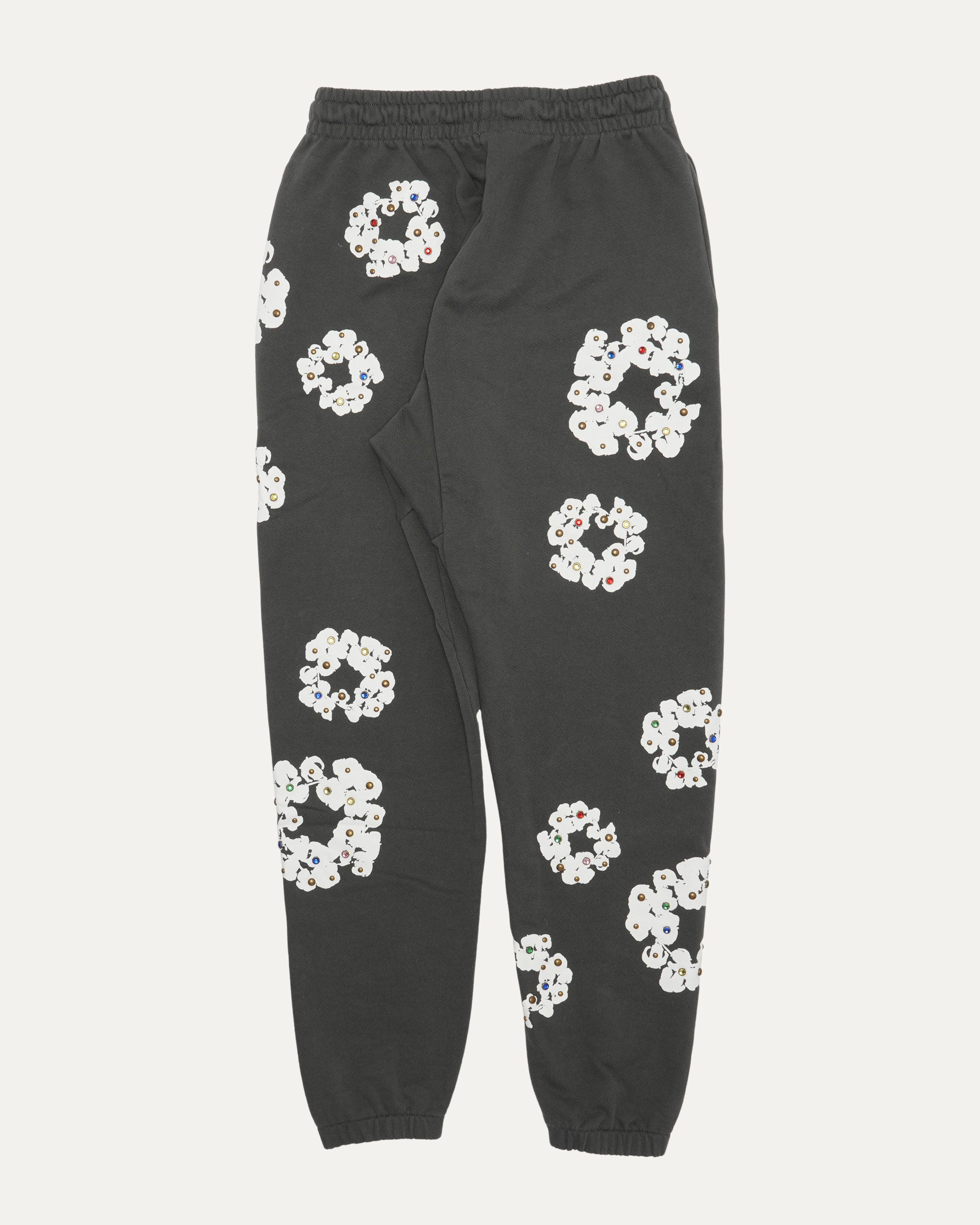 Rhinestone Cotton Wreath Sweatpants