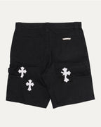 Cross Patch Cutoff Double Knee Shorts