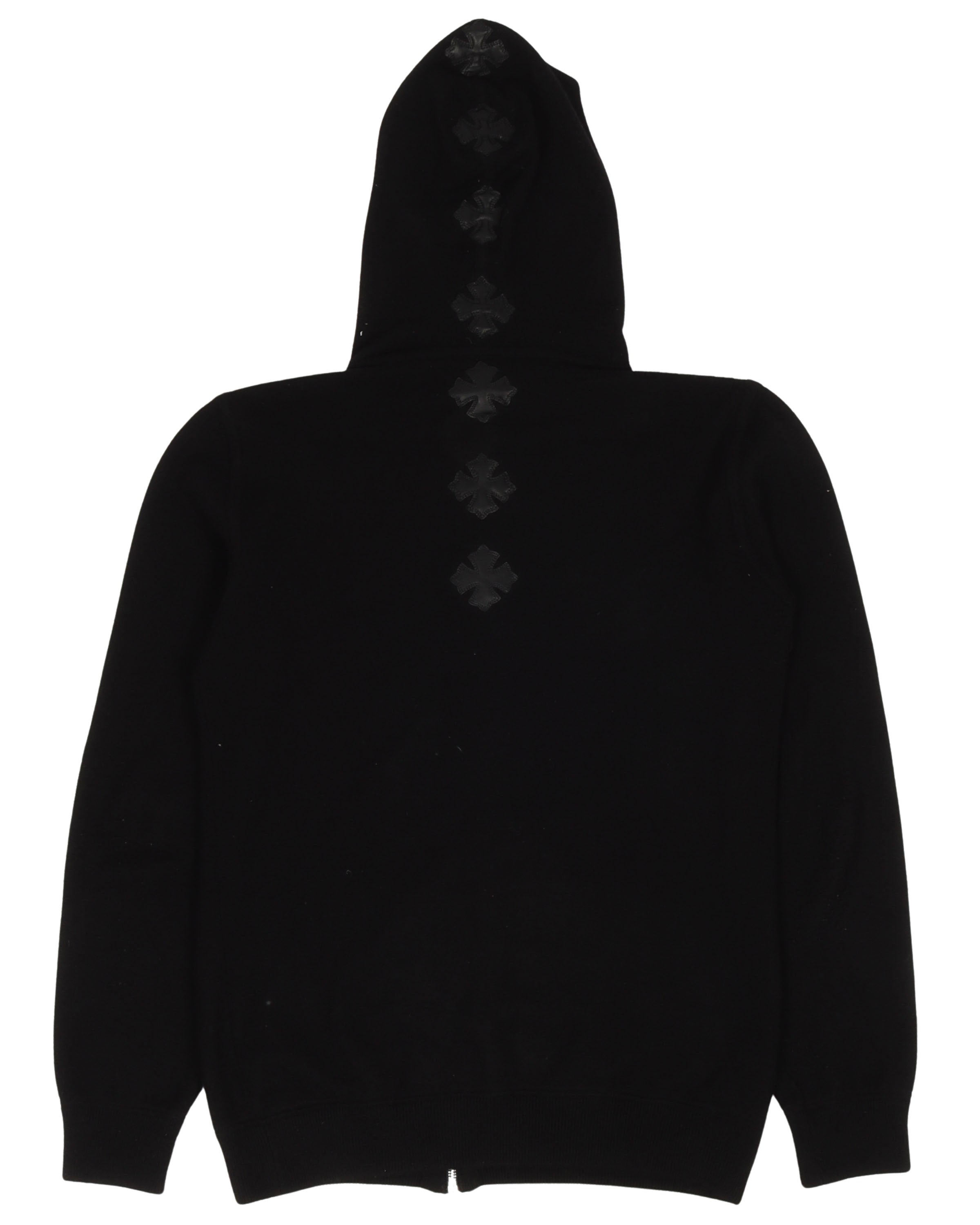 Cashmere Leather Cross Zip Up Hoodie