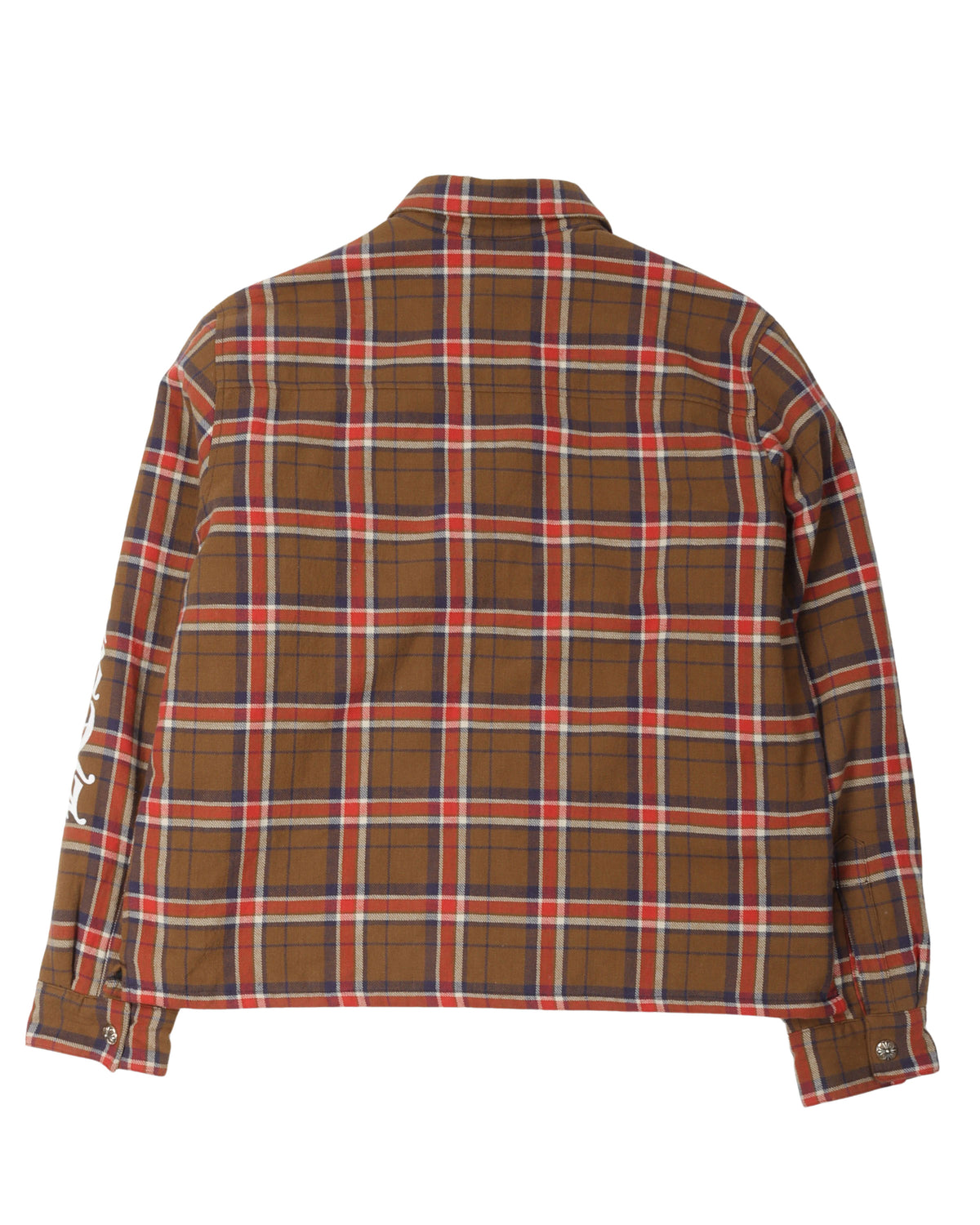 Sleeve Print Padded Flannel Shirt