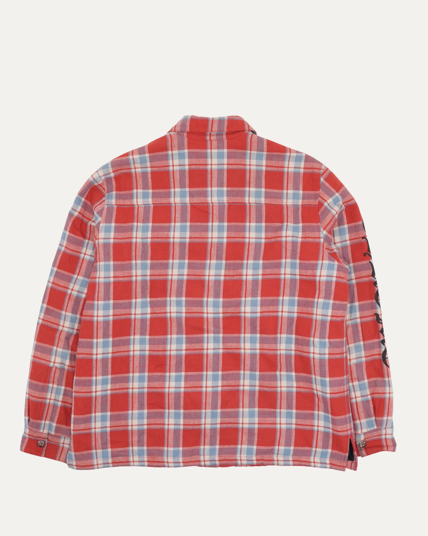 Spell Out Flannel Workn Shirt Jacket