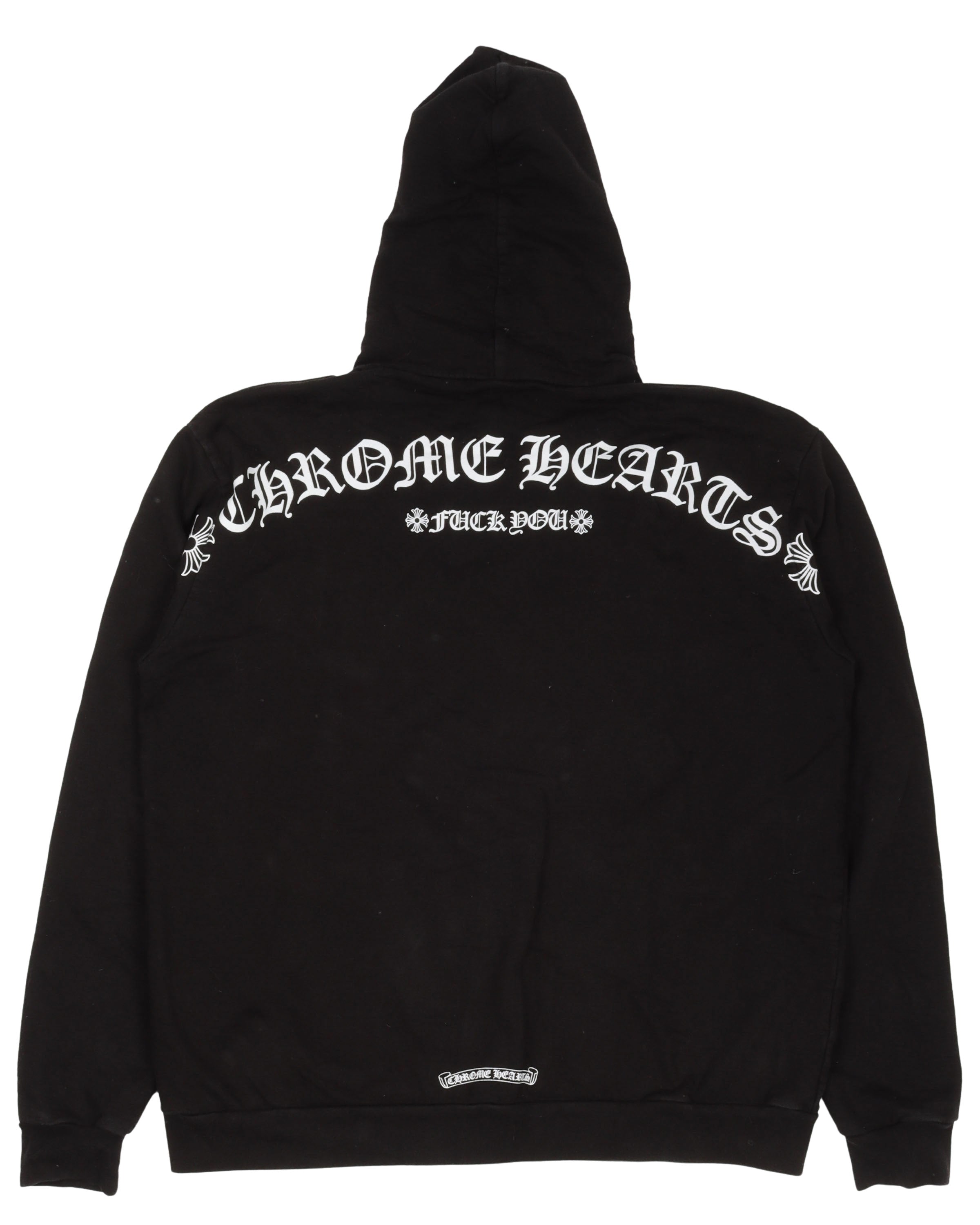 Shoulder Logo Fuck You Zip Up Hoodie