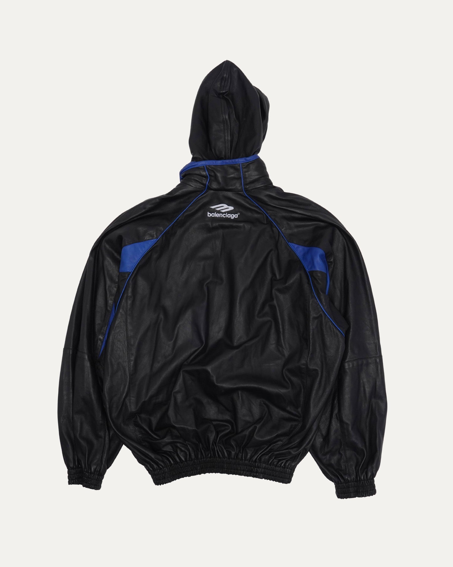 Leather 3B Hooded Track Jacket