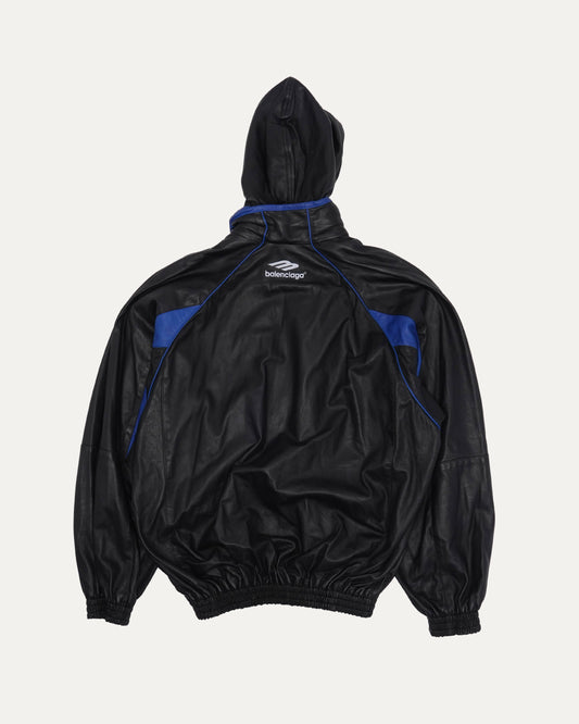 Leather 3B Hooded Track Jacket