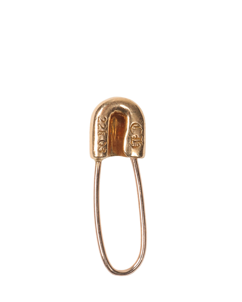 22k Gold Safety Pin Earring