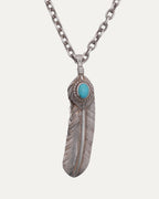 Turquoise Urchin and Feather Necklace