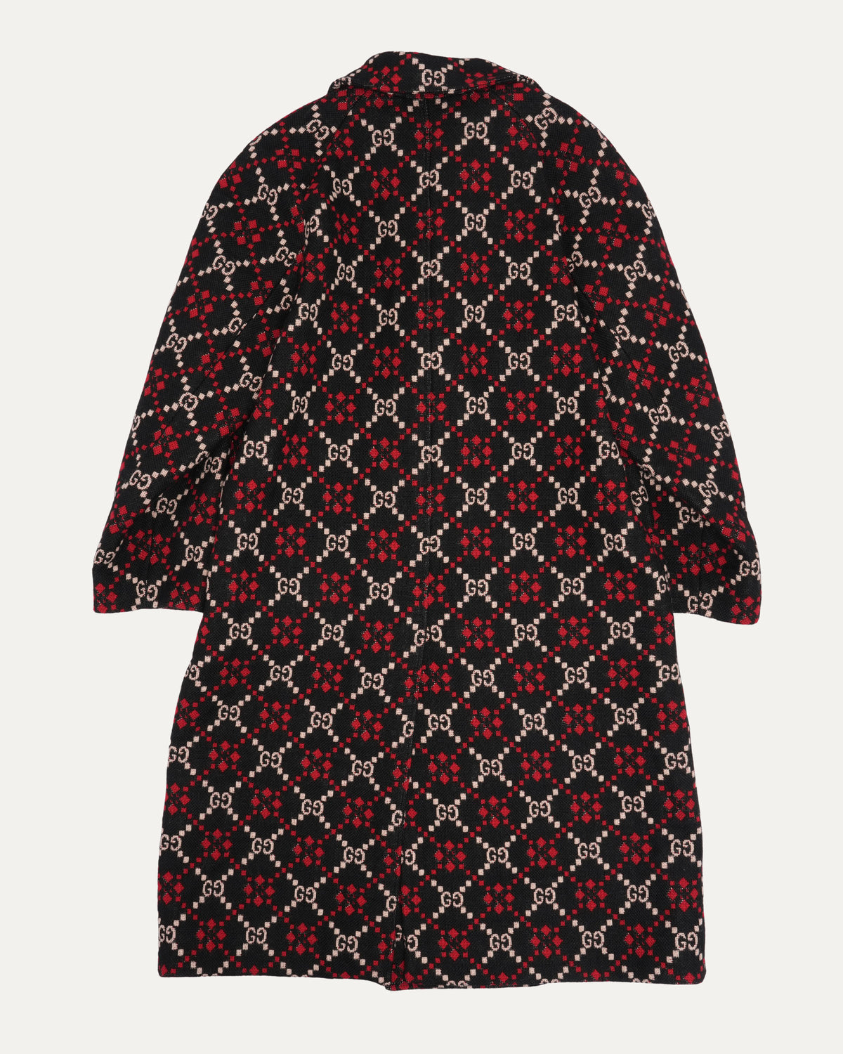 Double Breasted GG Monogram Jacquard Wool Coat