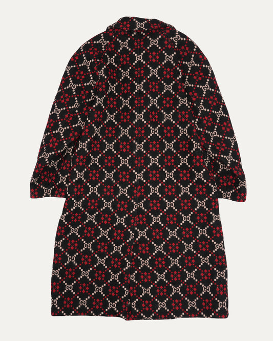 Double Breasted GG Monogram Jacquard Wool Coat