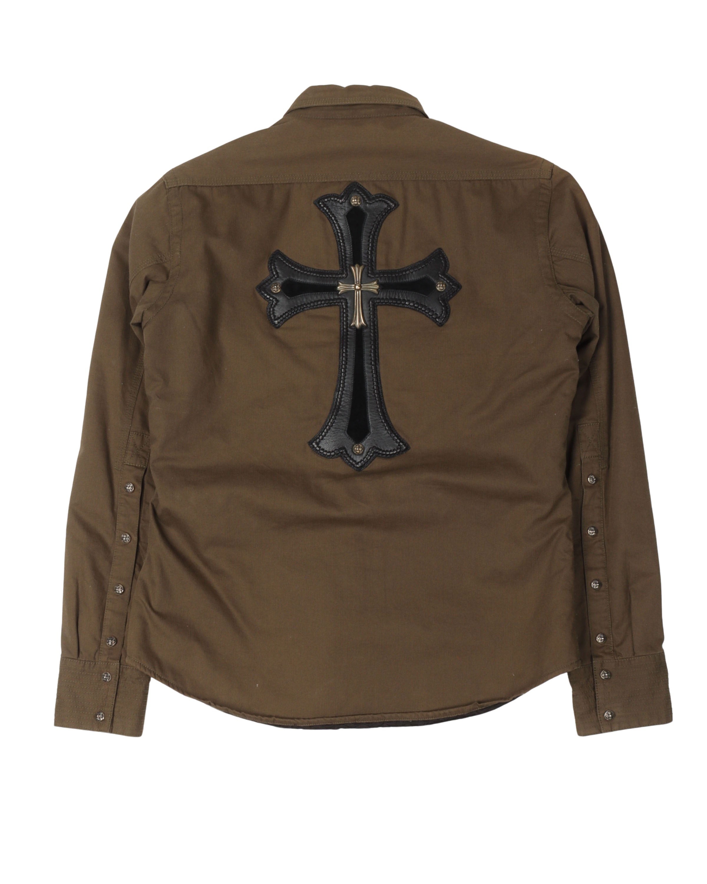 Silver Cross Embellished Work Shirt