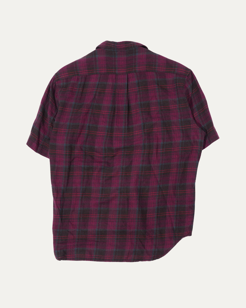 Short Sleeve Flannel Zip Up Shirt