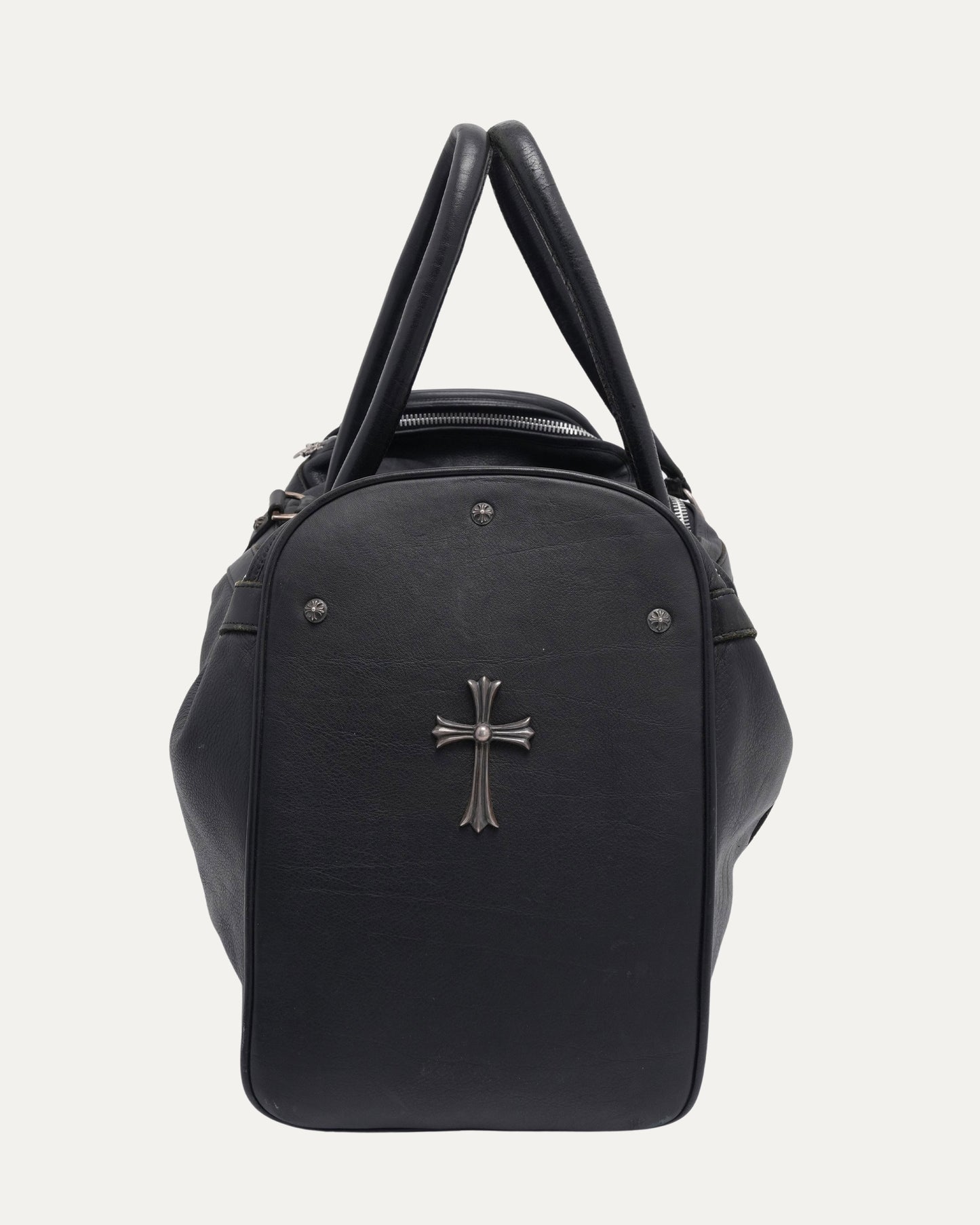 Cross Embellished Structured Duffle Bag