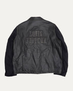 SS25 Embossed Logo Nylon Leather Contrast Sleeve Coach Jacket