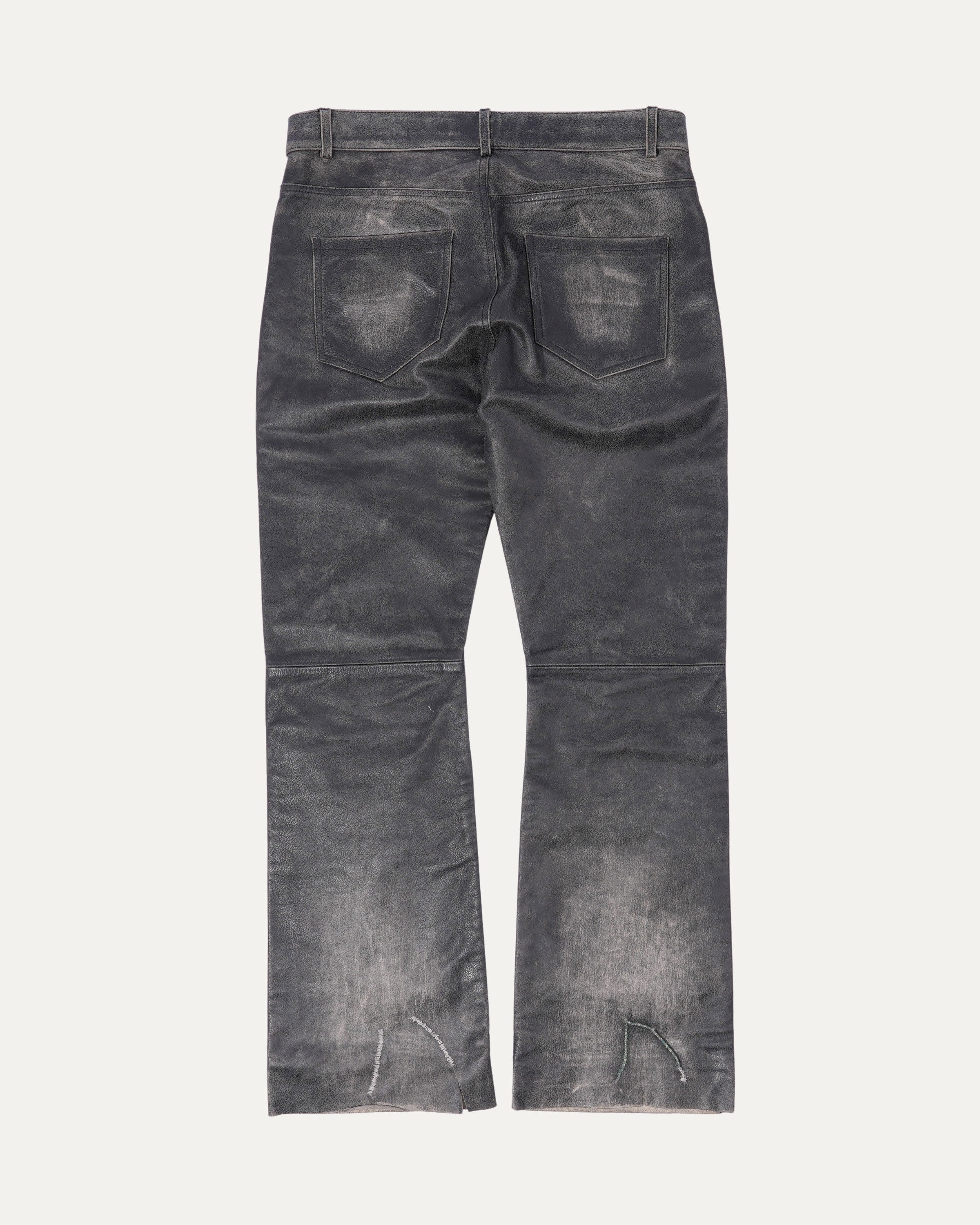 Repaired Leather Flare Jeans