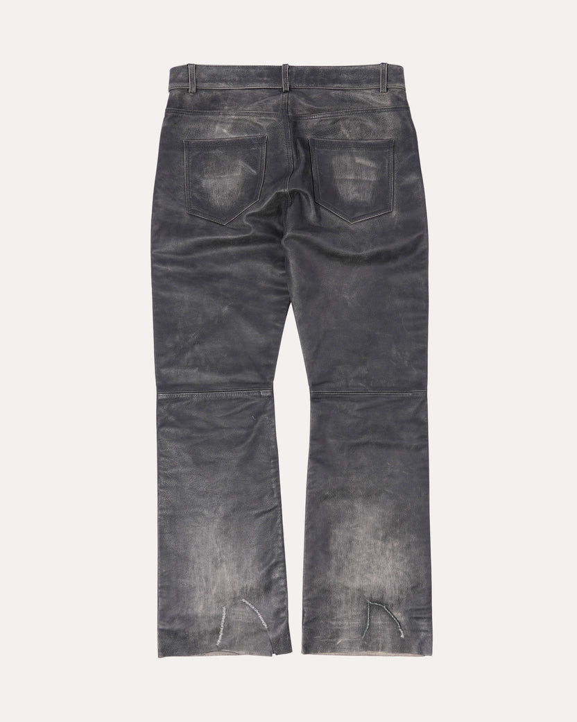 Repaired Leather Flare Jeans