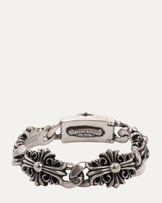 Floral Cross Link ID Bracelet