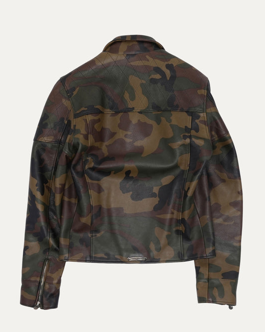 Camouflage Leather Double Rider Jacket