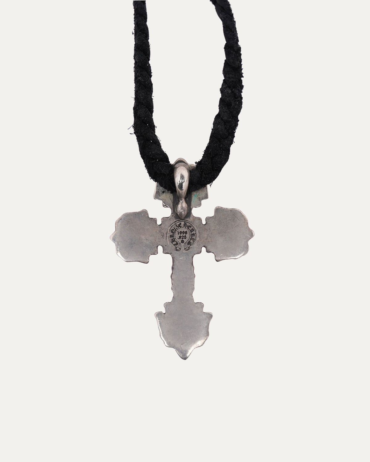 Filigree Cross Pendant with Braided Leather Necklace