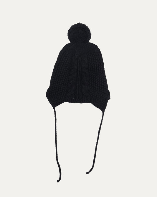 Fleur Patch Silver Embellished Pom Pom Beanie