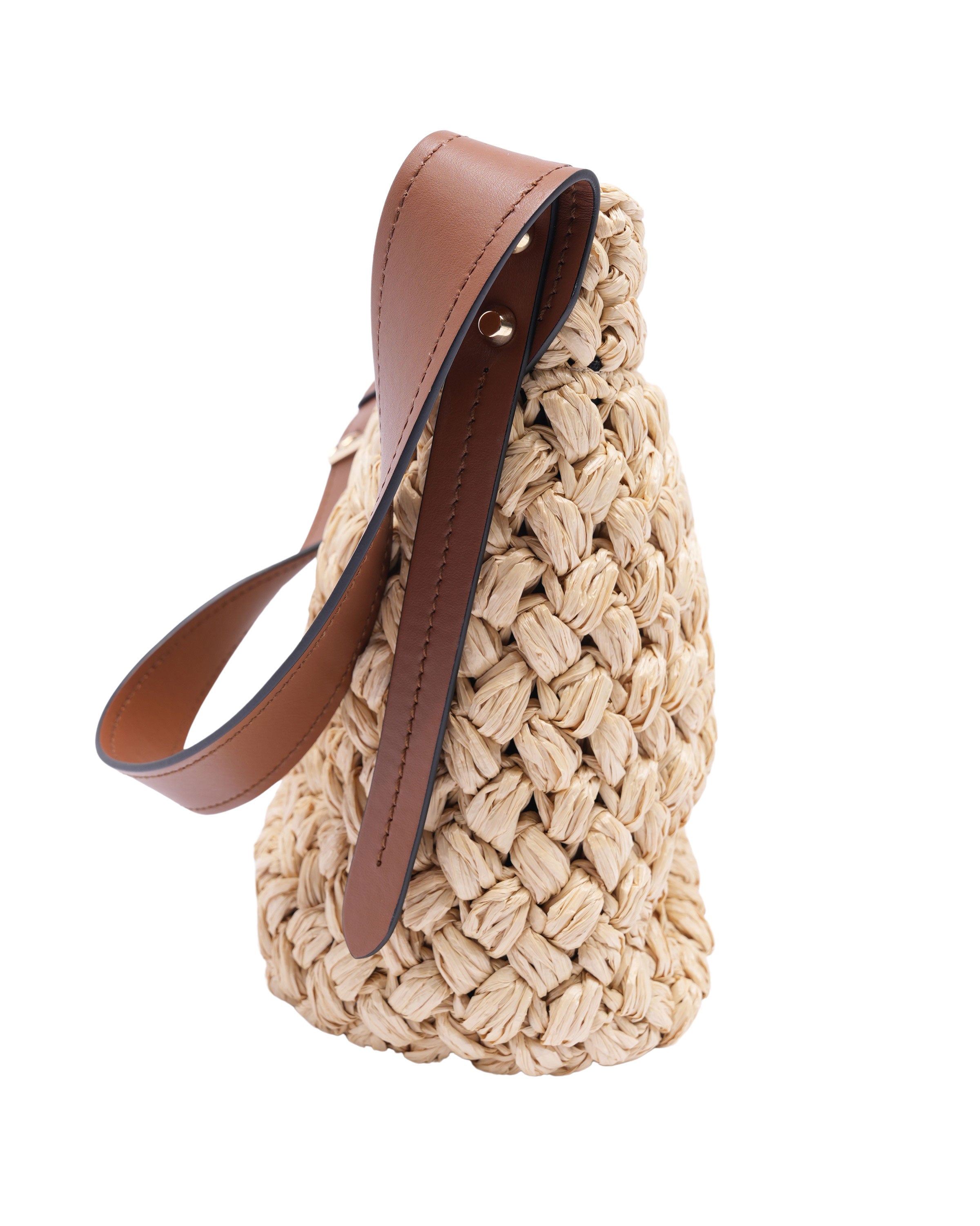 Raffia City Calf Bucket Bag