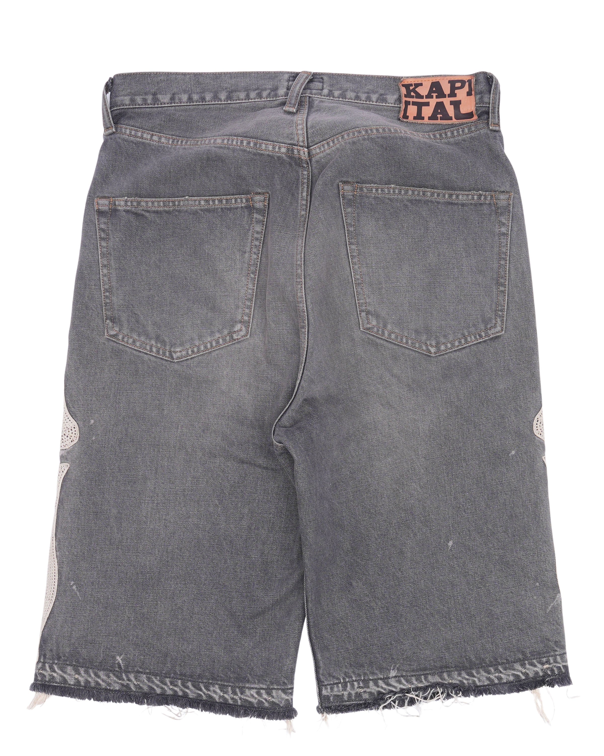 Skeleton Bone Denim Shorts