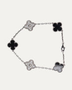 White Gold Diamond Black Onyx Vintage Alhambra Bracelet