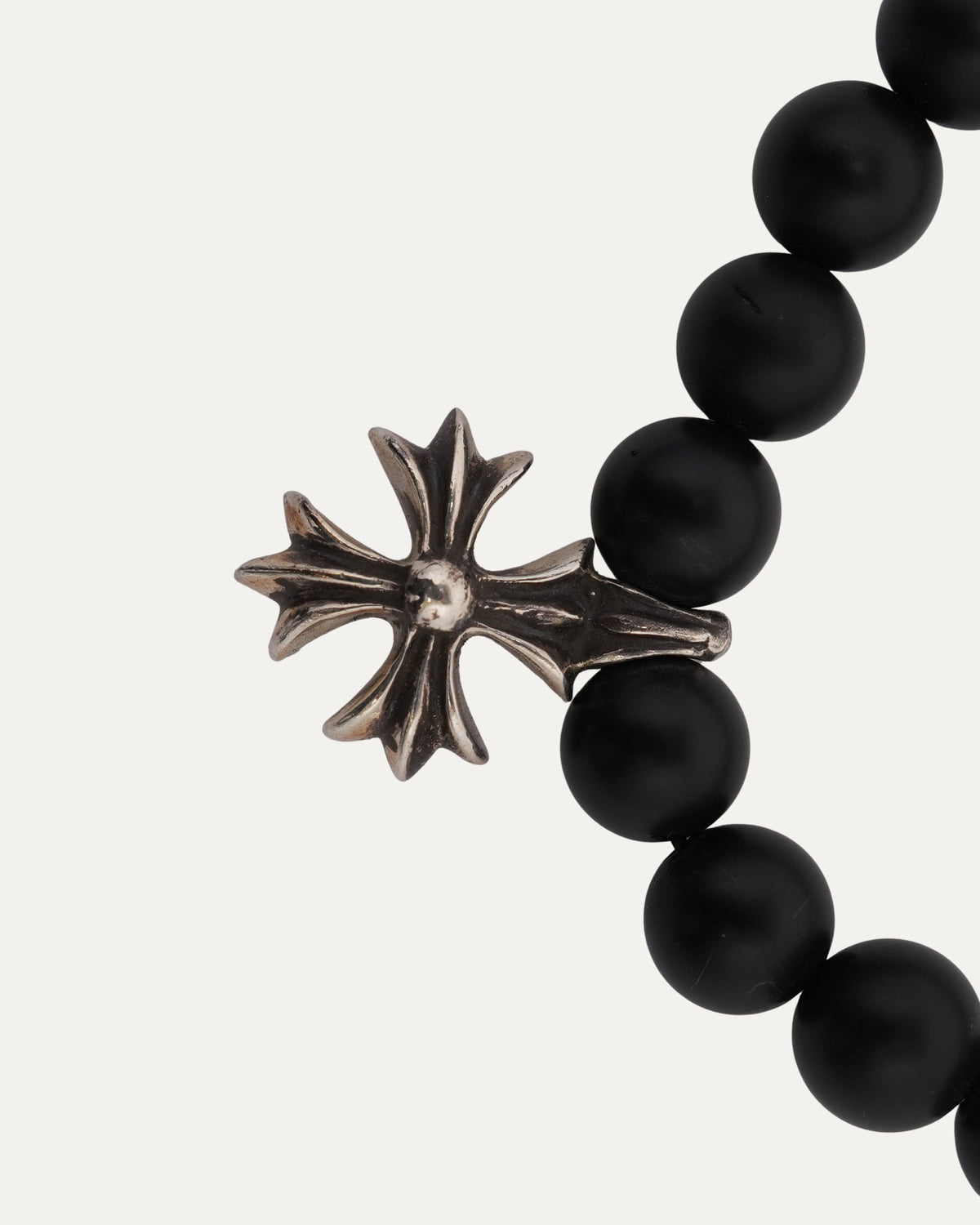 Plus Cross Black Diamond Bead Bracelet Matt Onyx Beads