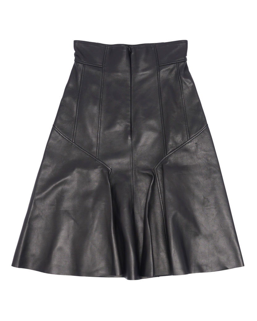 Paneled Leather Skirt