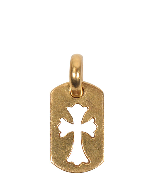 22k Gold Mini Diamond Cross Dog Tag Pendant