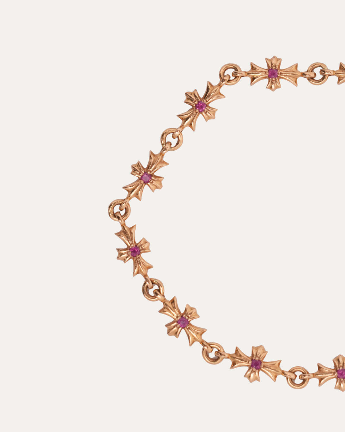 Gold Pink Sapphire Tiny E Bracelet