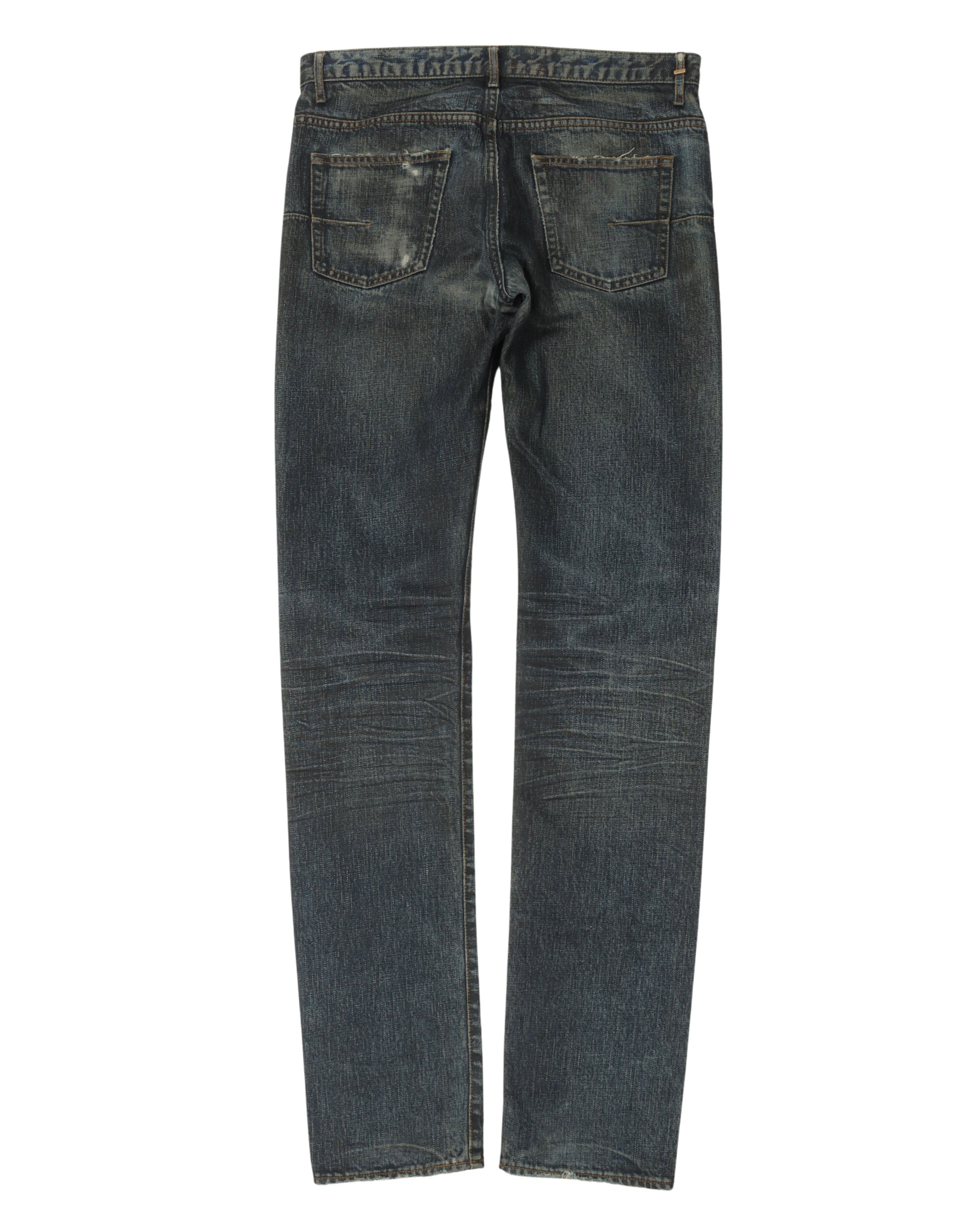 SS04 Dark Wash Waxed Skinny Jeans