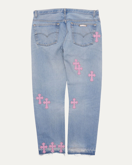 Levi's 501 Heart Embellished Cross Patch Jeans