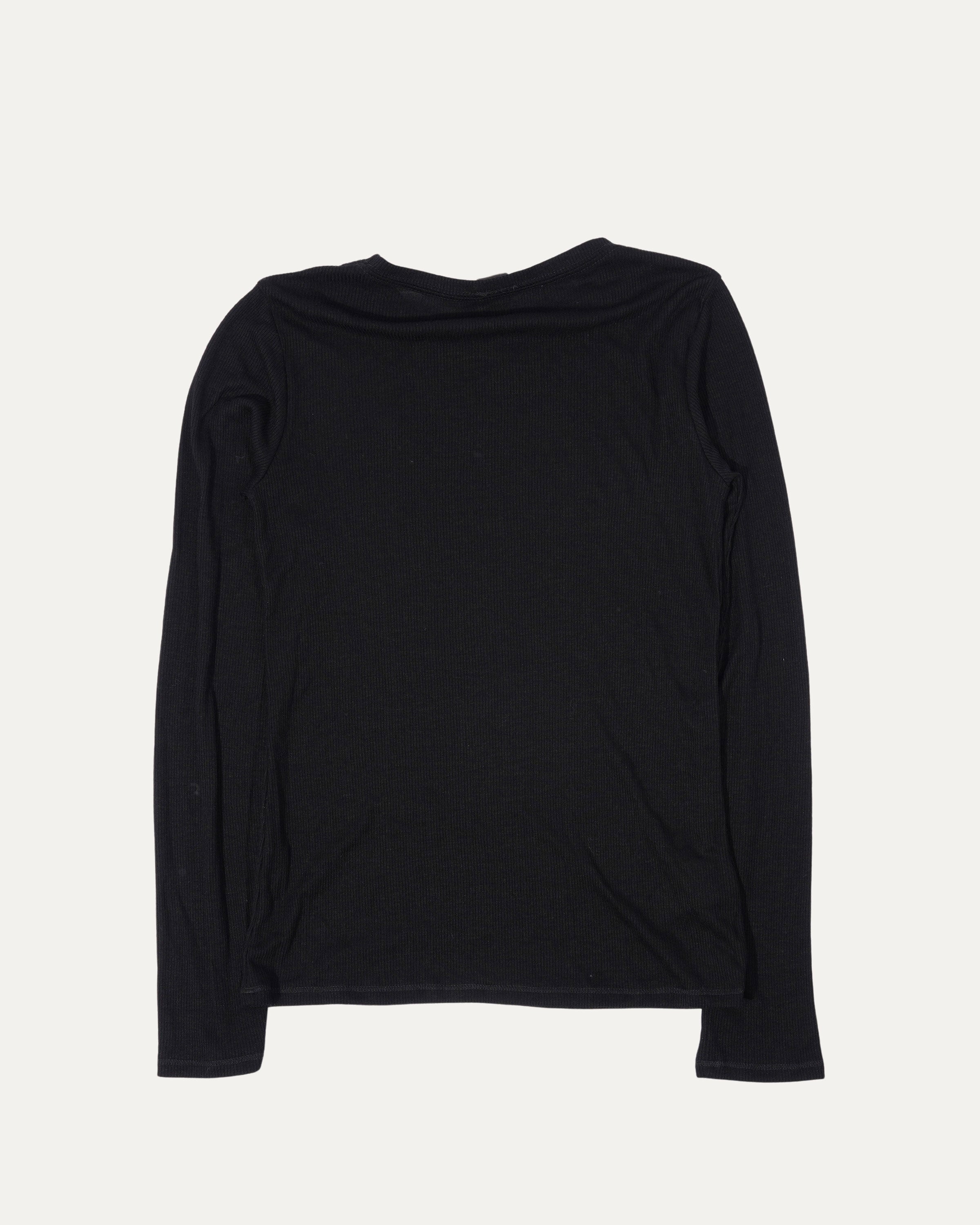 Ribbed Longsleeve Silk Blend Top