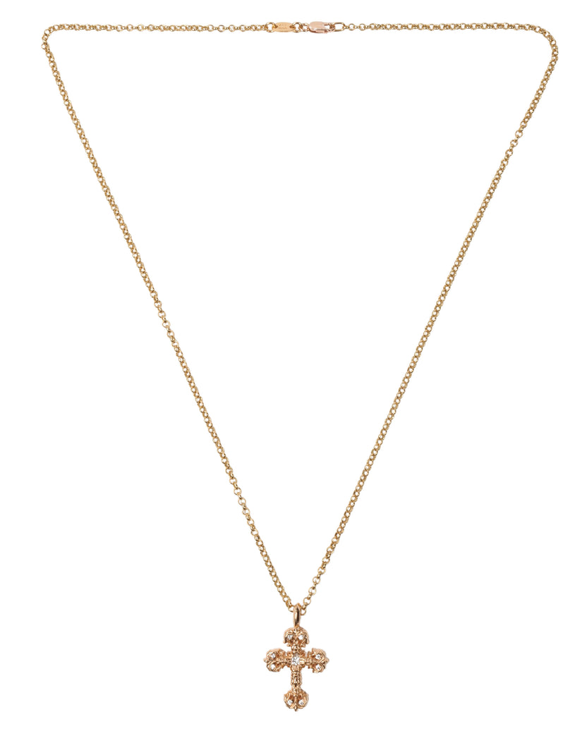 22k Gold Fancy Diamond Cross Pendant w/ Chain