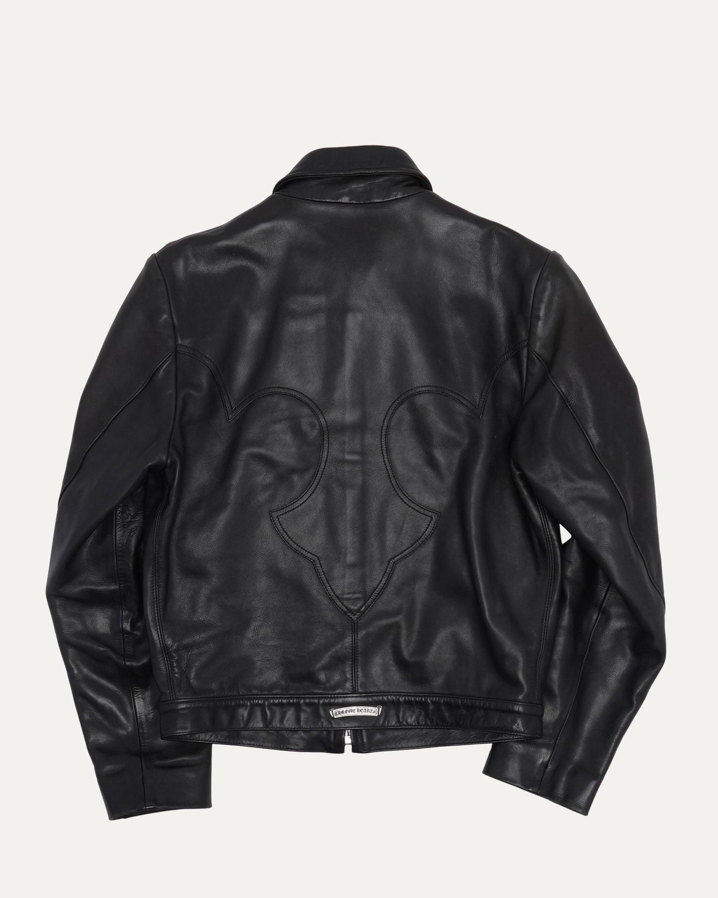 Black Fleur Yoke Leather Jacket