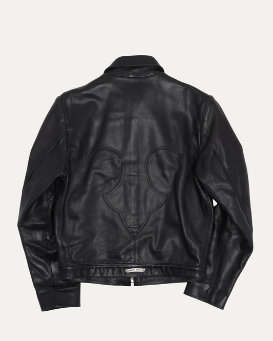 Black Fleur Yoke Leather Jacket