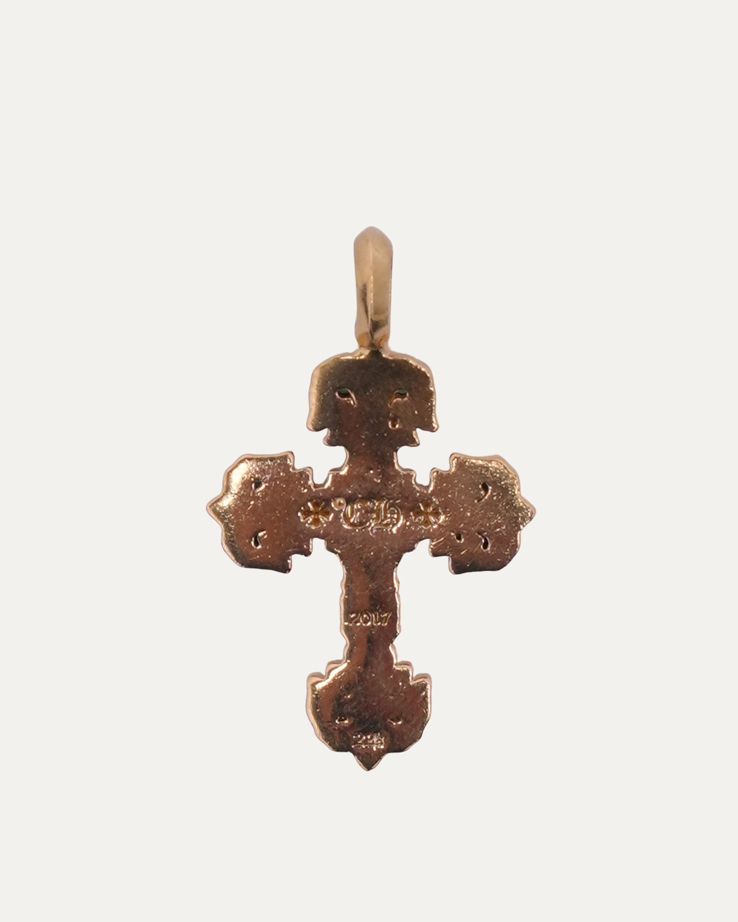 Gold Emerald Filigree Cross Pendant