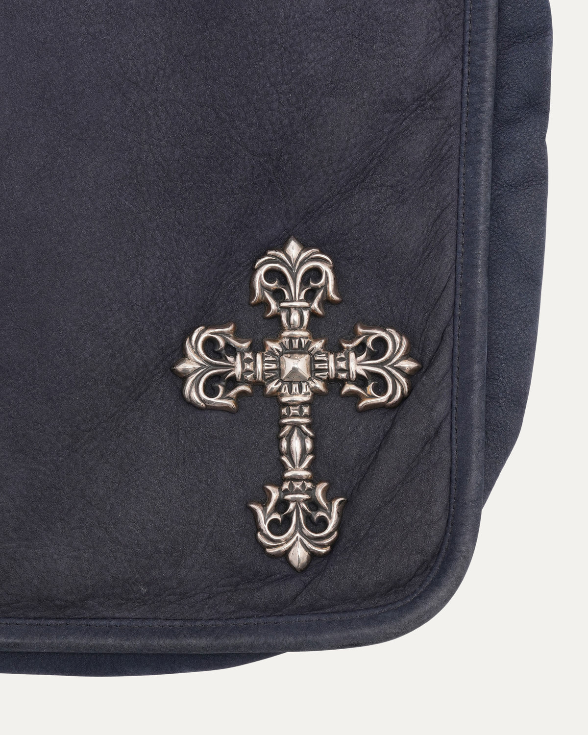 Filigree Cross Embellished Leather Messenger Bag