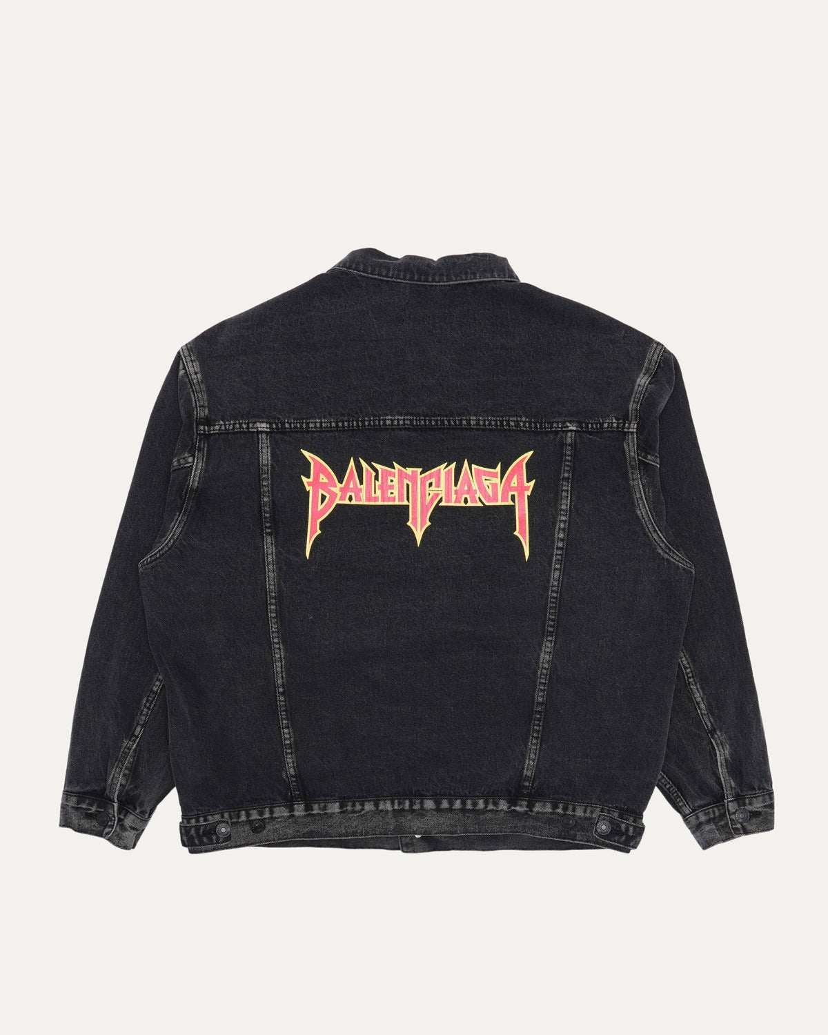 Oversized Metal Logo Denim Jacket