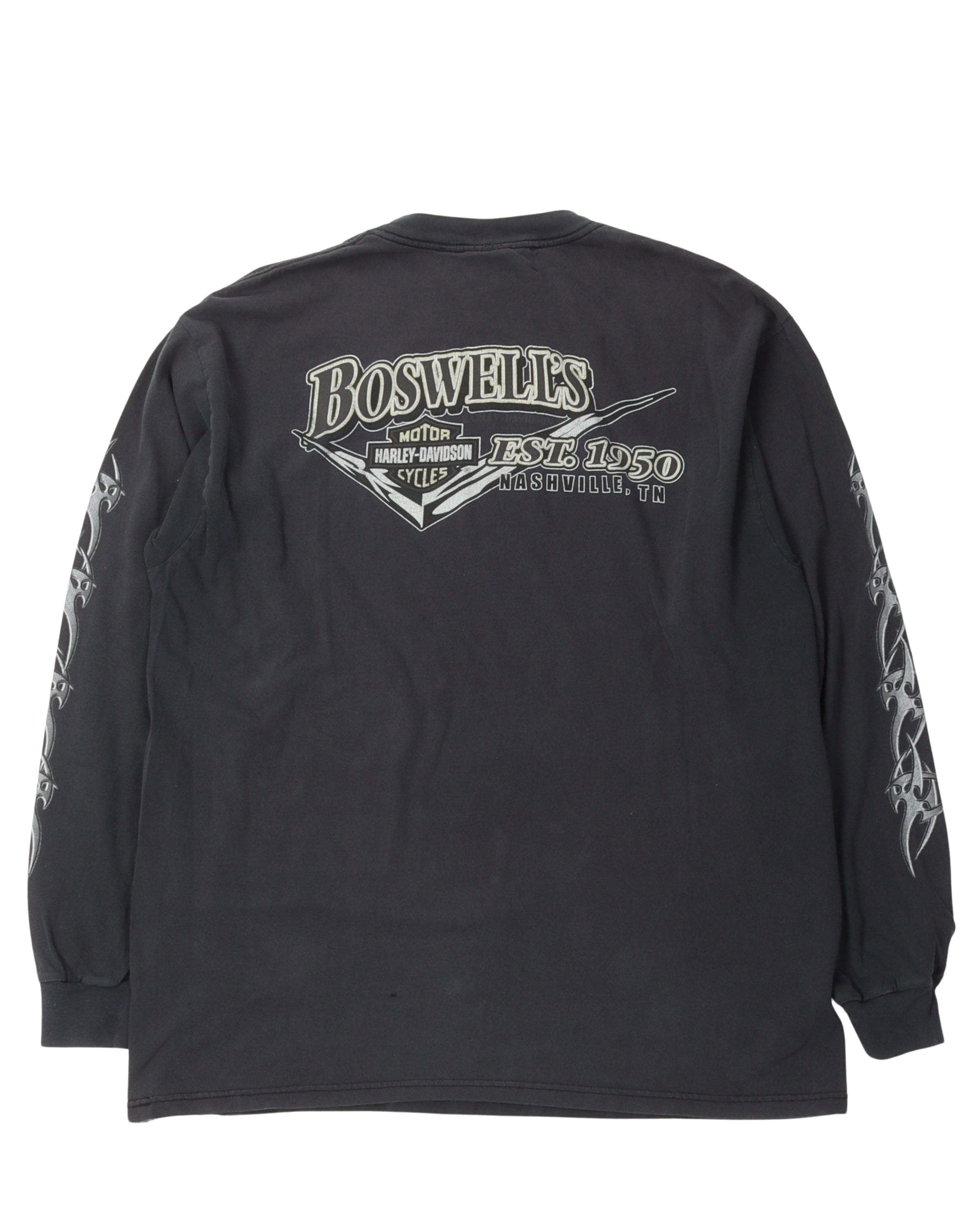 Vintage Harley Davidson Metallic Logo Long Sleeve T-Shirt