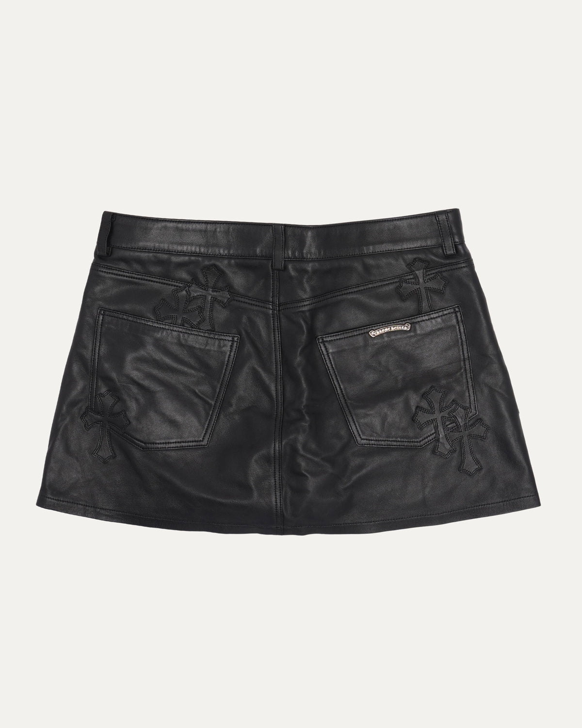 Cross Patch Leather Skirt
