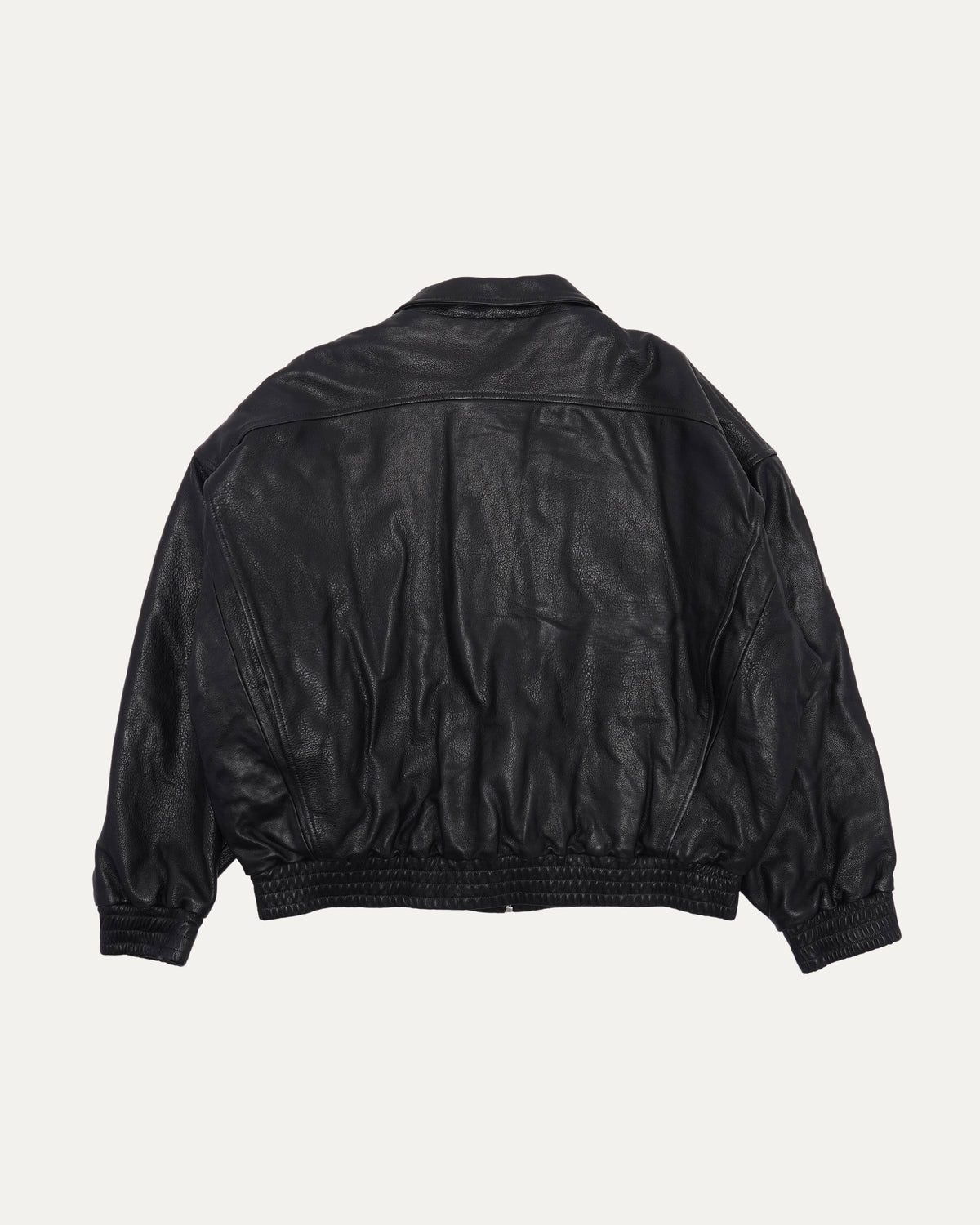 Embroidered Logo Leather Jacket
