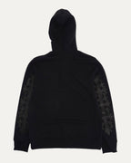 Floral Cross Patch Knit Zip Up Hoodie