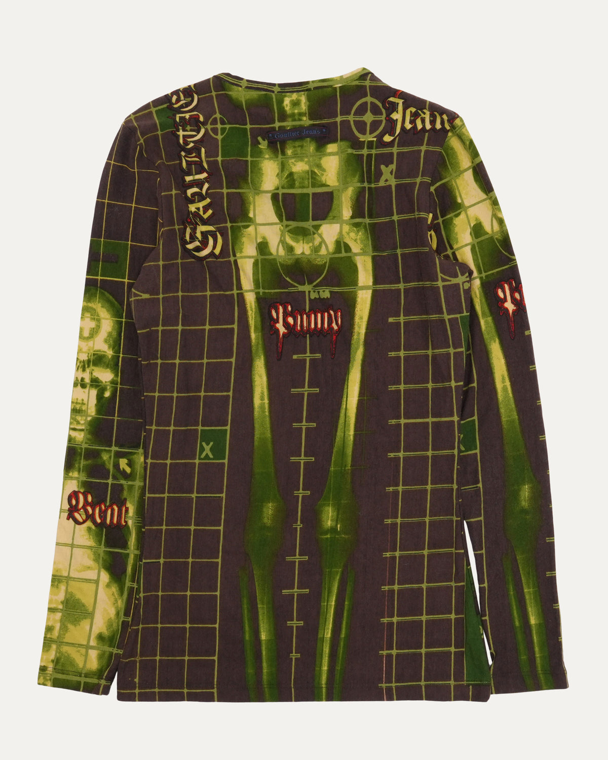 X-Ray Print Long Sleeve Mesh Top