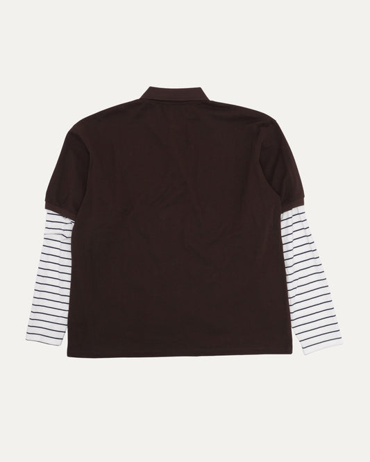 Layered Striped Long Sleeve Polo